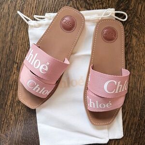 Chloe Pink Woody Mule slides